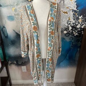 Vintage Print Kimono Duster